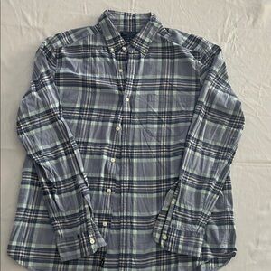 Vineyard Vines Navy and Green Plaid Shirt